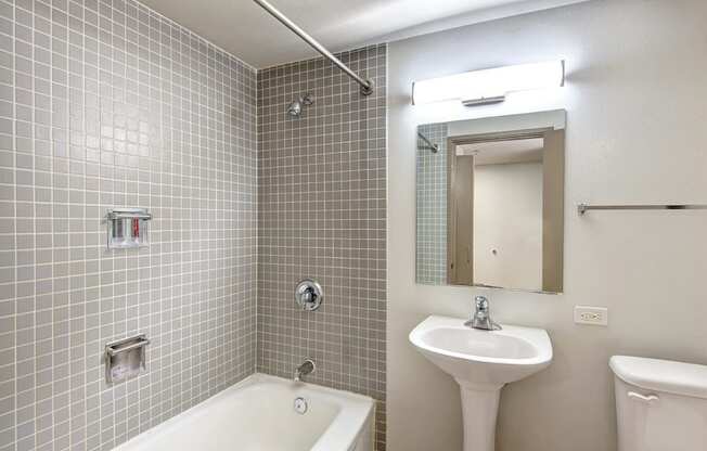 Bathroom with vanity at Cosmopolitan, Seattle, Washington