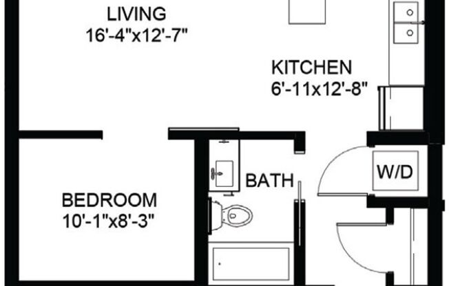 1 bed, 1 bath, 579 sqft, $1,525, Unit 204