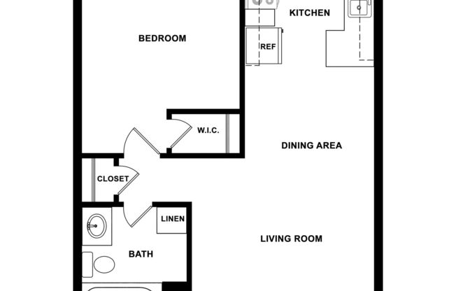 1 bed, 1 bath, 643 sqft, $1,089