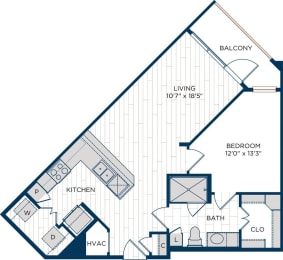 1 bed, 1 bath, 733 sqft, $1,640