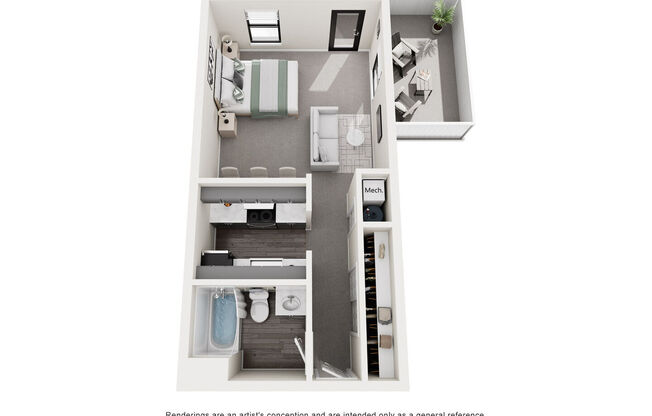 Studio, 1 bath, 456 sqft, $965