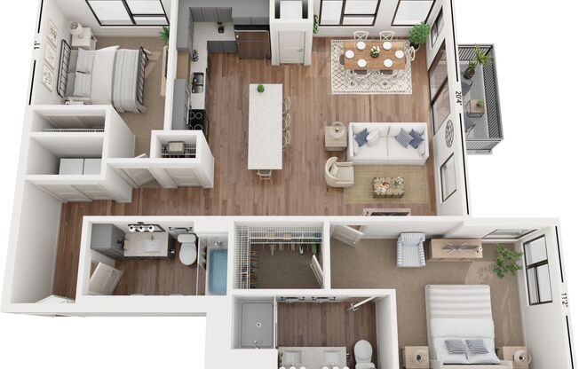 2 beds, 2 baths, 1,202 sqft, $2,545, Unit 449