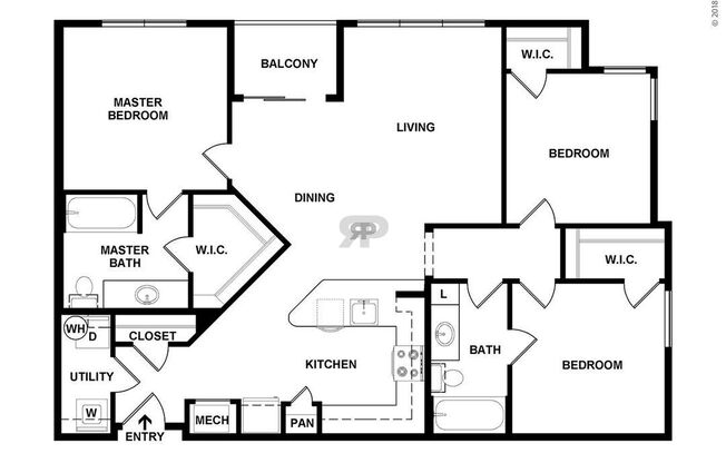 3 beds, 2 baths, 1,298 sqft, $1,438