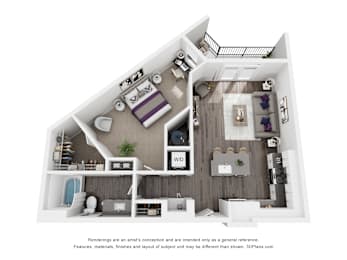 1 bed, 1 bath, 812 sqft, $1,795