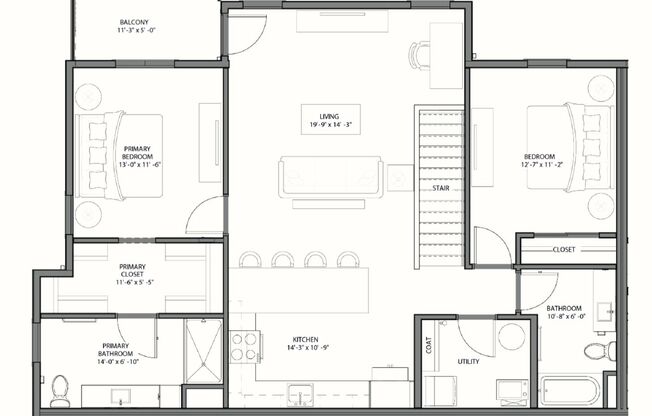 2 beds, 2 baths, 1,240 sqft, $1,945, Unit 2E202