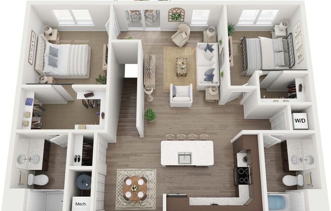 2 beds, 2 baths, 1,153 sqft, $2,250, Unit SF1-108