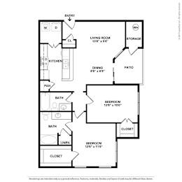 2 beds, 2 baths, 1,000 sqft, $1,500