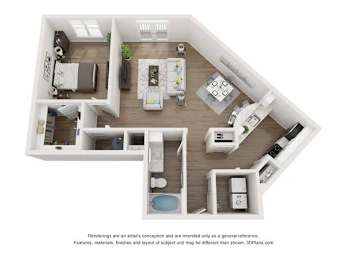 1 bed, 1 bath, 972 sqft, $1,610