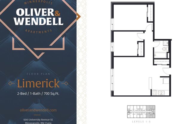2 beds, 1 bath, 700 sqft, $1,617, Unit 102