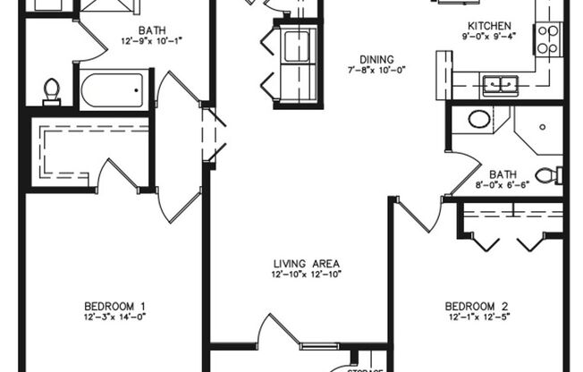 2 beds, 2 baths, 1,188 sqft, $1,625, Unit N-105