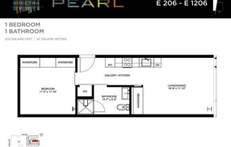 1 bed, 1 bath, 503 sqft, $1,551, Unit E206