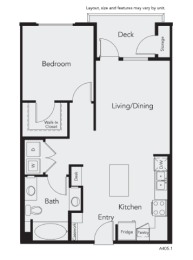 1 bed, 1 bath, 744 sqft, $2,956