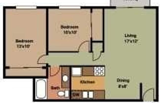 2 beds, 1 bath, 800 sqft, $850, Unit 395-12