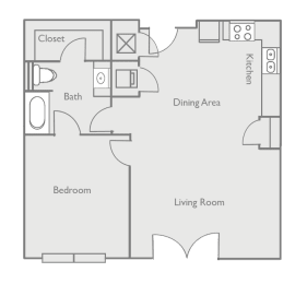 1 bed, 1 bath, 857 sqft, $1,371