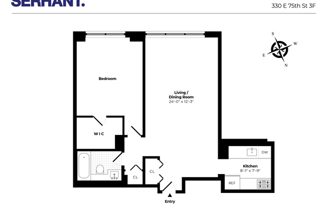 1 bed, 1 bath, 725 sqft, $4,250, Unit 3F