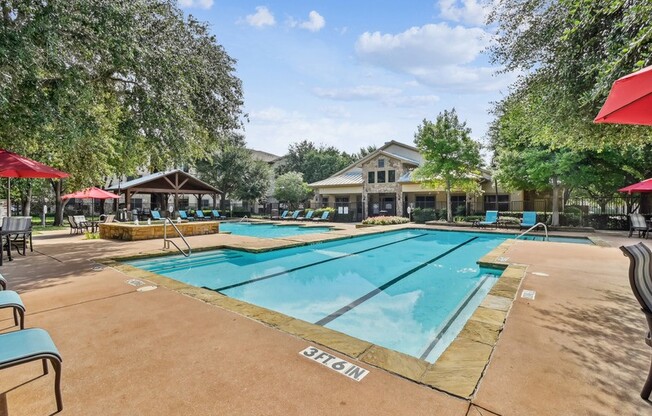 A large outdoor swimming pool  at The Canyons Apartments, Texas, 76116