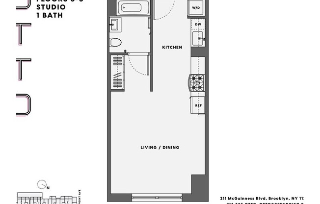 Studio, 1 bath, $3,400, Unit 432