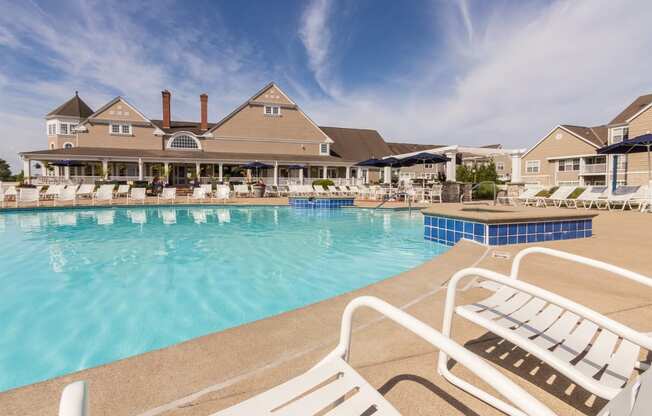 This is a photo of the pool area at Nantucket Apartments in Loveland, Ohio.