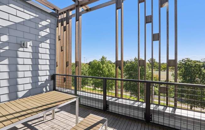 Balcony with a bench at Park77 Apartments, Massachusetts, 02138