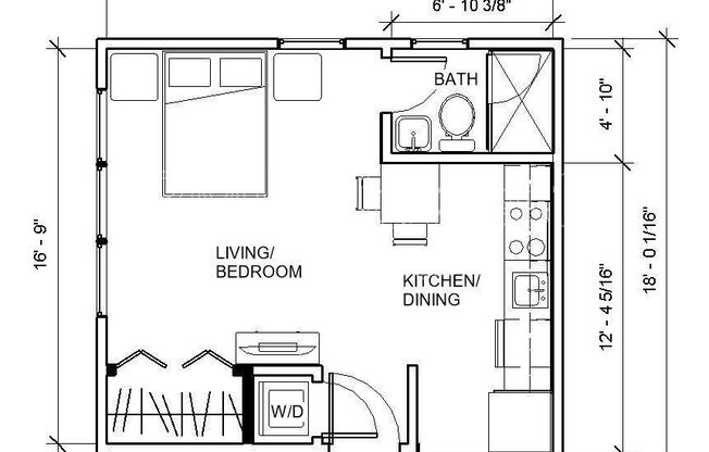 Studio, 1 bath, 318 sqft, $849, Unit 102