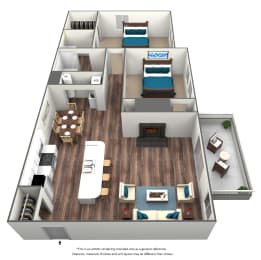 2 beds, 1.5 baths, 858 sqft, $1,802