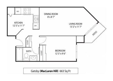 1 bed, 1 bath, 663 sqft, $1,663