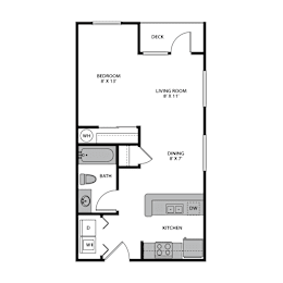 Studio, 1 bath, 525 sqft, $1,405