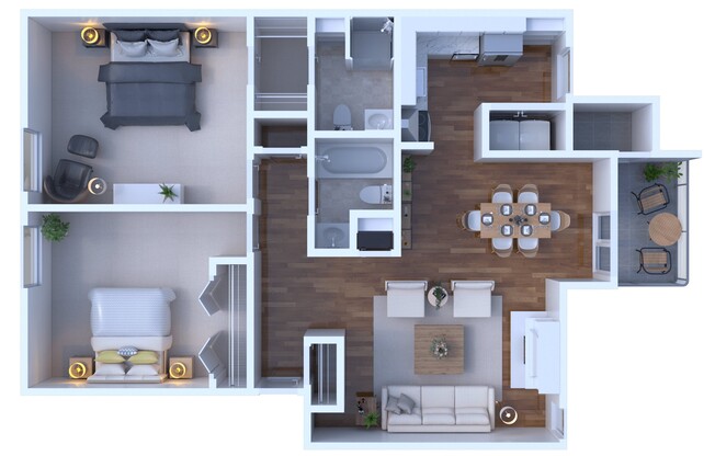 2 beds, 2 baths, 1,323 sqft, $1,550