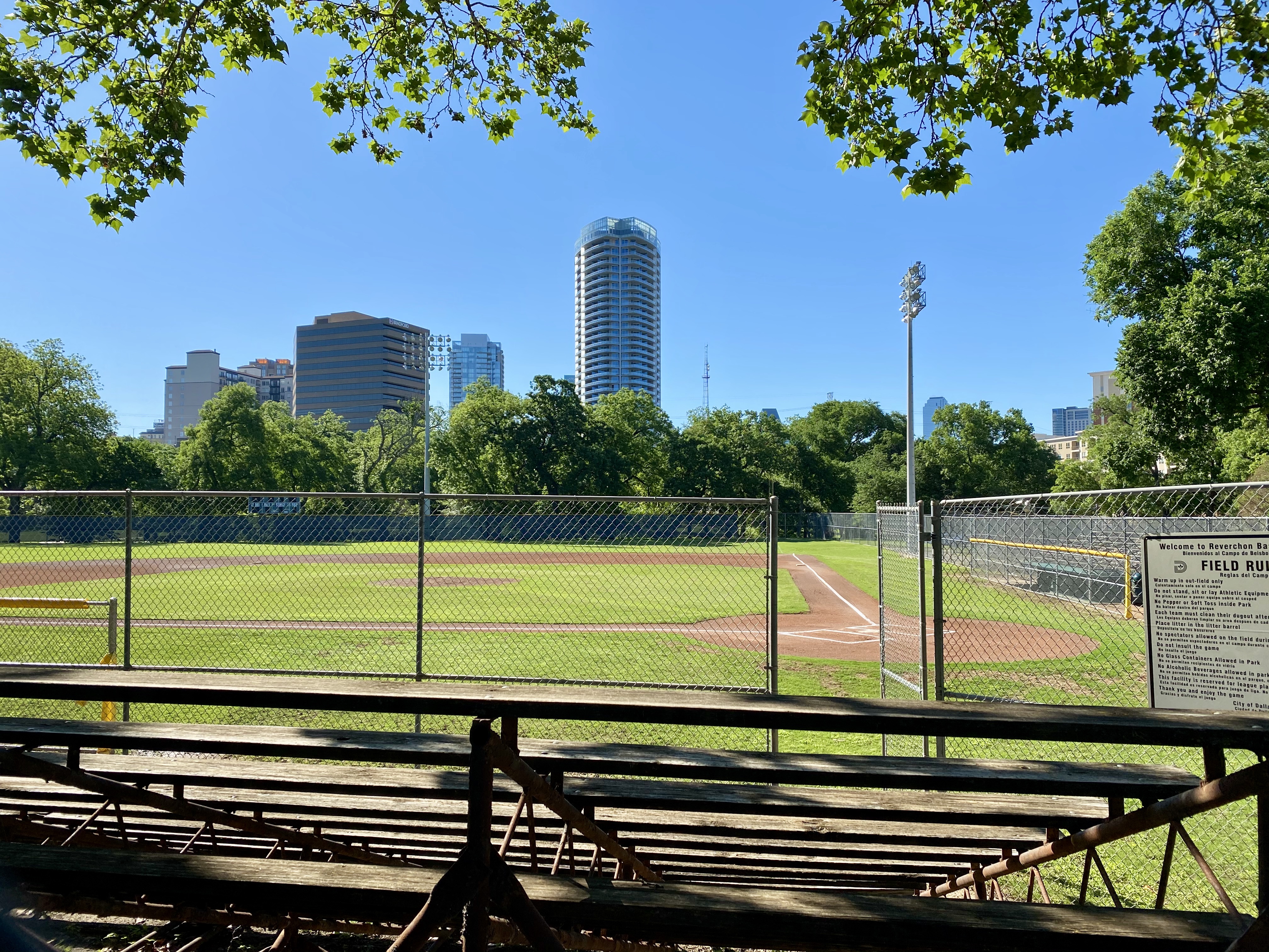 Reverchon Park Baseball Diamond in Uptown Dallas, TX