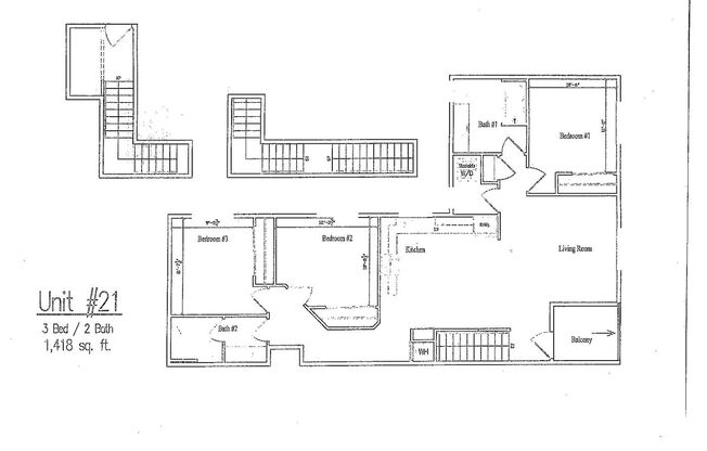 3 beds, 2 baths, 1,239 sqft, $2,475, Unit 21