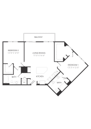 2 beds, 2 baths, 1,215 sqft, $2,565