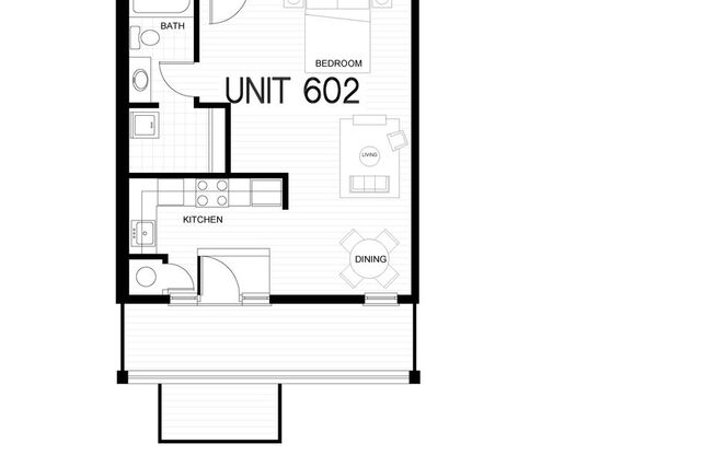 Studio, 1 bath, 550 sqft, $1,525, Unit A-602