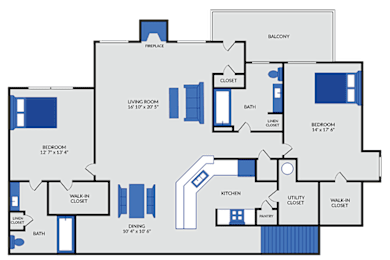 2 beds, 2 baths, 1,442 sqft, $1,469