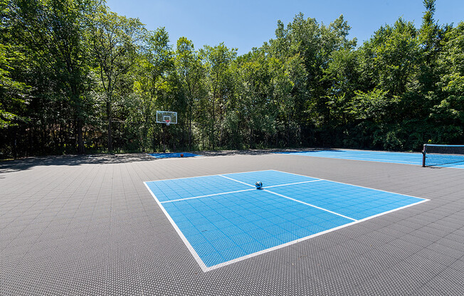 paved, blue foursquare court