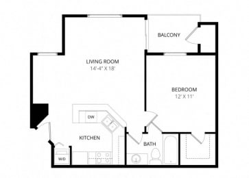 1 bed, 1 bath, 623 sqft, $1,550