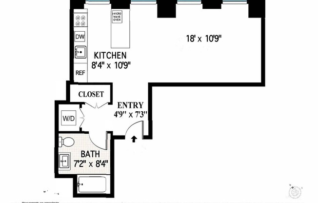 Studio, 1 bath, 500 sqft, $5,350, Unit 4F