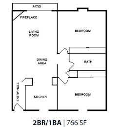  Floor Plan 2BD 1BA