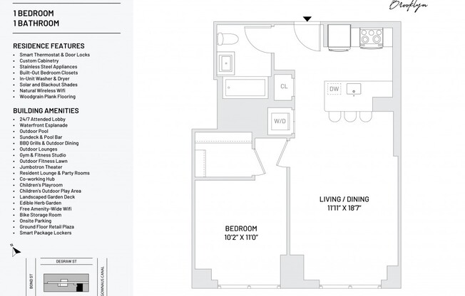 1 bed, 1 bath, 651 sqft, $3,792, Unit 1105