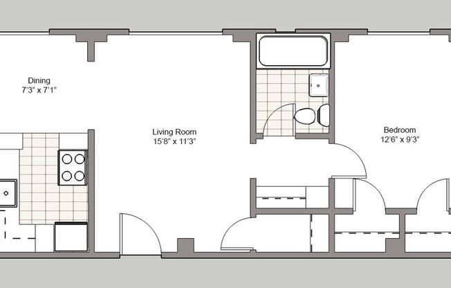 1 bed, 1 bath, 550 sqft, $1,285, Unit 203