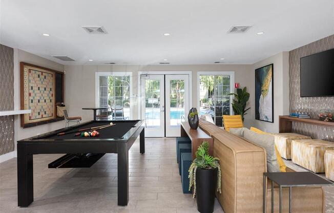 Game room with billiards
