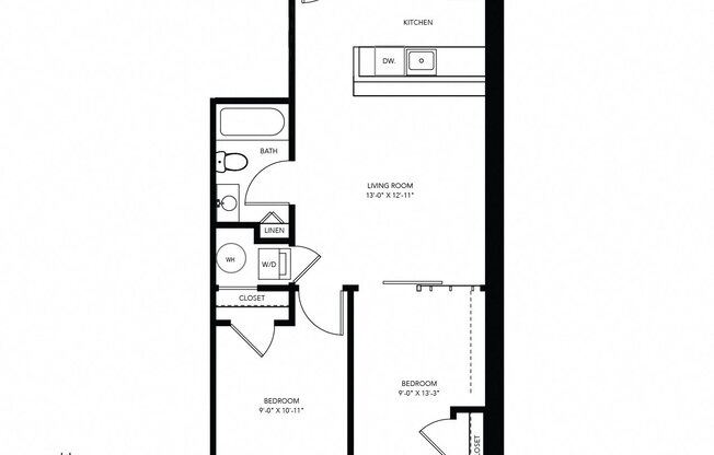 2 beds, 1 bath, 817 sqft, $1,404