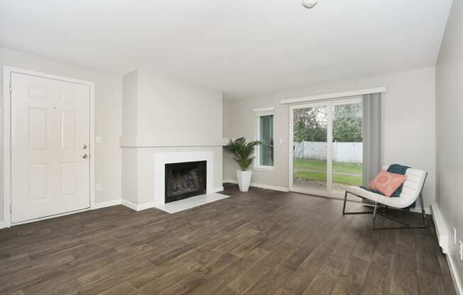 Novela Apartments Living Space with Fireplace