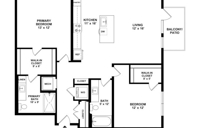 2 beds, 2 baths, 1,063 sqft, $1,940