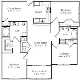 3 beds, 2 baths, 1,249 sqft, $1,200