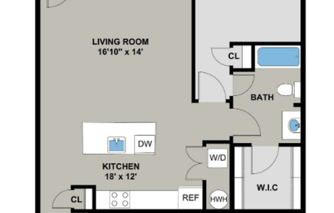 1 bed, 1 bath, 885 sqft, $1,654, Unit I3