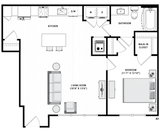 1 bed, 1 bath, 839 sqft, $1,431