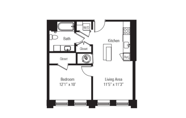 1 bed, 1 bath, 525 sqft, $1,935, Unit 01-245