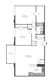 2 beds, 1 bath, 1,107 sqft, $2,400