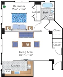1 bed, 1 bath, 618 sqft, $2,723