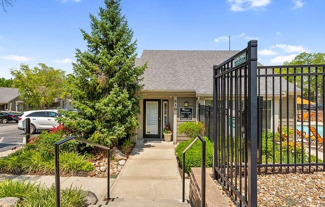 the entrance to our office is through a wrought iron gate